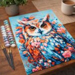 Hibou coloré en fleurs - Toile roulée
