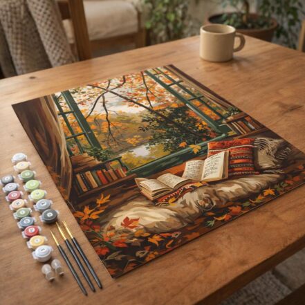 Rue du café en Automne - Toile roulée