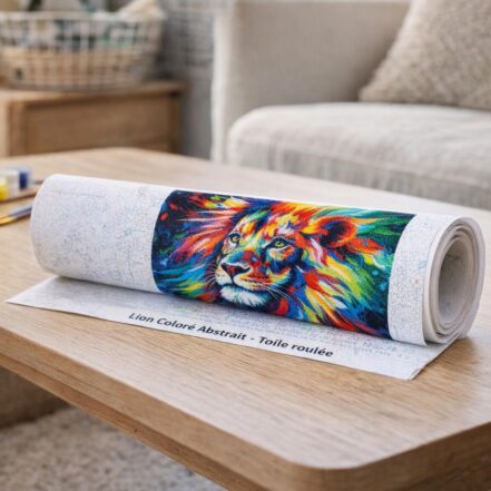 Lion Coloré Abstrait - Toile roulée