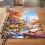 Maison de Thé d’Automne au Bord du Lac - Toile roulée