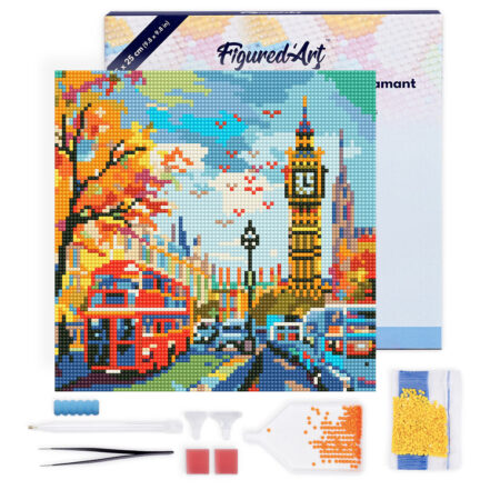 Mini Diamond Painting 25x25cm avec cadre - Automne à Londres