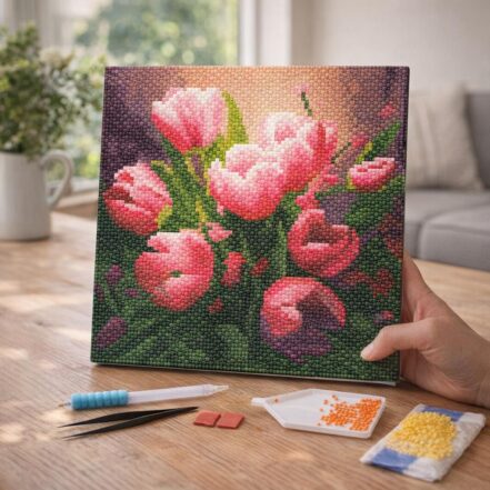 Mini Diamond Painting 25x25cm avec cadre - Ballons au-dessus de la Vallée