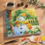 Mini Diamond Painting 25x25cm avec cadre - Bonhomme de Neige Souriant