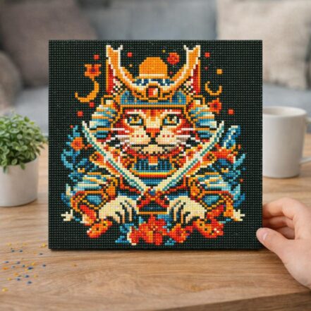Mini Diamond Painting 25x25cm avec cadre - Chat Père Noël