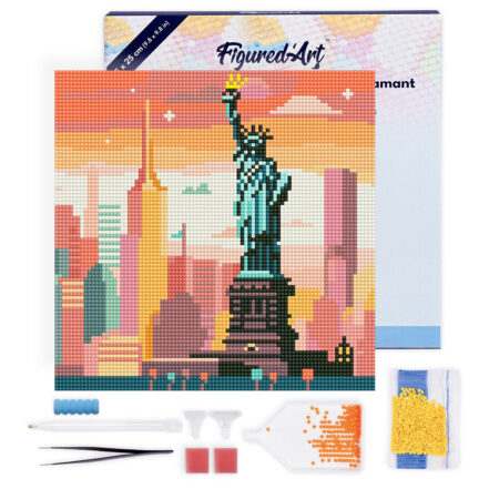 Mini Diamond Painting 25x25cm avec cadre - Ciel Lumineux de New York