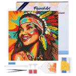 Mini Diamond Painting 25x25cm avec cadre - Femme Native Pop Art