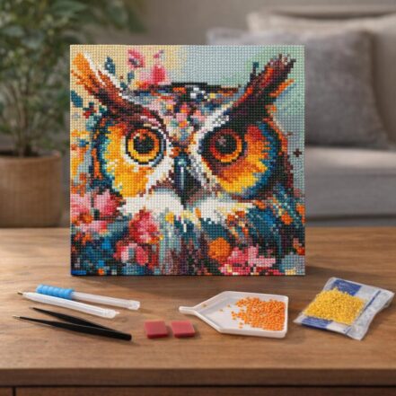 Mini Diamond Painting 25x25cm avec cadre - Intérieur de Noël Douillet