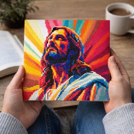 Mini Diamond Painting 25x25cm avec cadre - Jésus Rayonnant