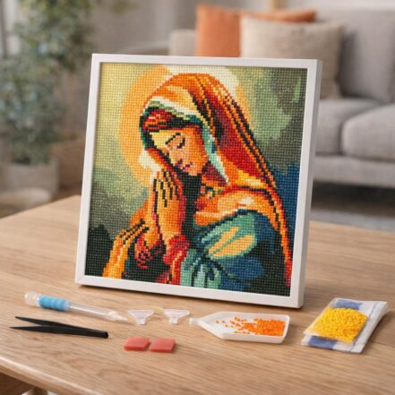 Mini Diamond Painting 25x25cm avec cadre - Mer et Coucher de Soleil