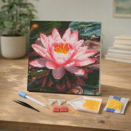 Mini Diamond Painting 25x25cm avec cadre - Mignon Petit Chaton Orange