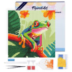 Mini Diamond Painting 25x25cm avec cadre - Rainette Tropicale aux Yeux Rouges