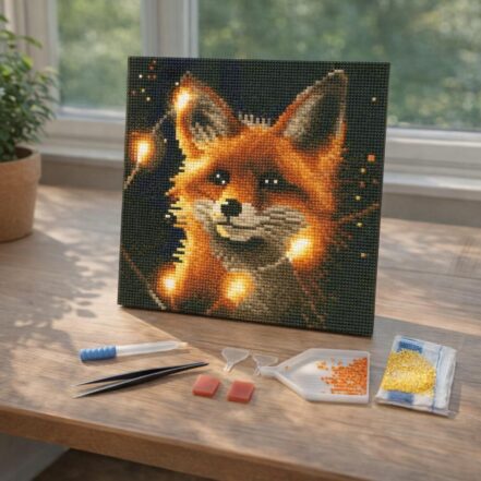 Mini Diamond Painting 25x25cm avec cadre - Renne Doré