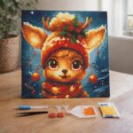 Mini Diamond Painting 25x25cm avec cadre - Renne Mignon Fantaisie