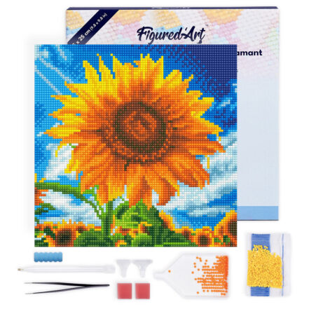 Mini Diamond Painting 25x25cm avec cadre - Tournesol Éclatant au Soleil