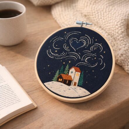 Kit Broderie Nuit étoilée - Tambour 20cm