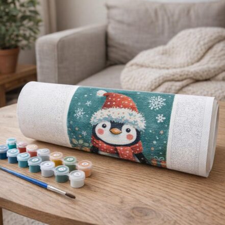 Petit Pingouin de Noël - Toile roulée