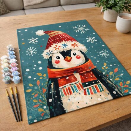 Petit Pingouin de Noël - Toile roulée