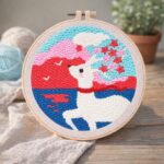 Punch Needle Biche et Fleurs