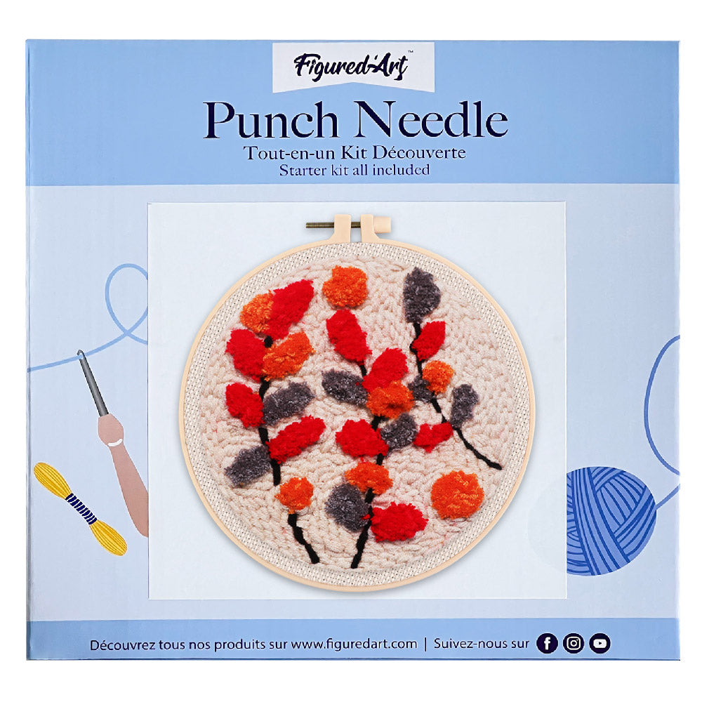 Punch Needle Branches colorées sur fond beige