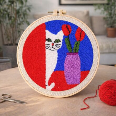 Punch Needle Baleine bleue souriante