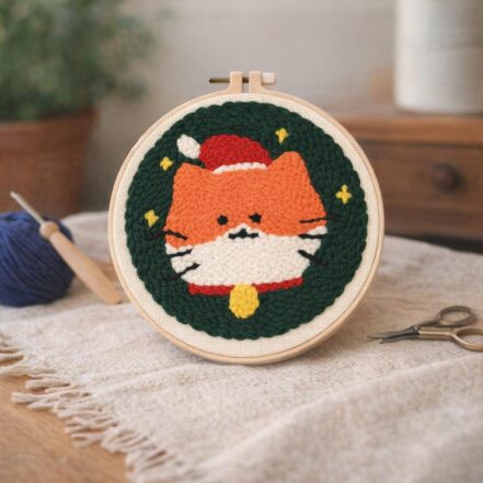 Punch Needle Chat de Noël