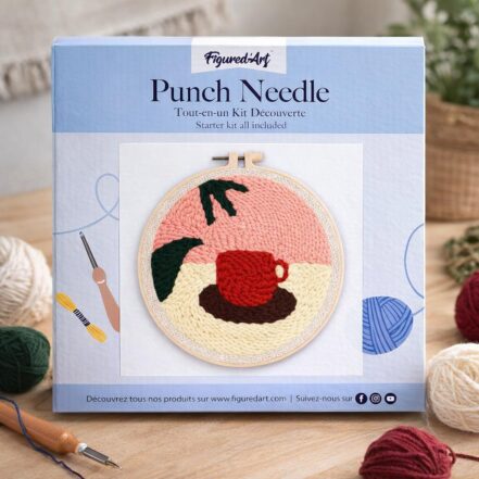 Punch Needle Chocolat Chaud et Feuilles