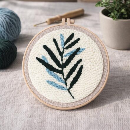 Punch Needle Feuille bi-colore