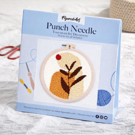 Punch Needle Feuille et Soleil Rouge