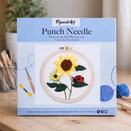 Punch Needle Fleurs et Coccinelle