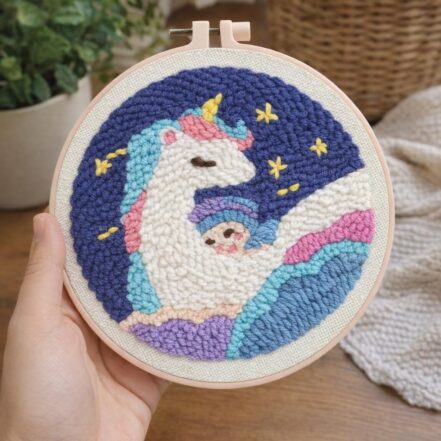 Punch Needle Licorne et bébé