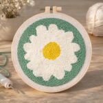 Punch Needle Marguerite blanche