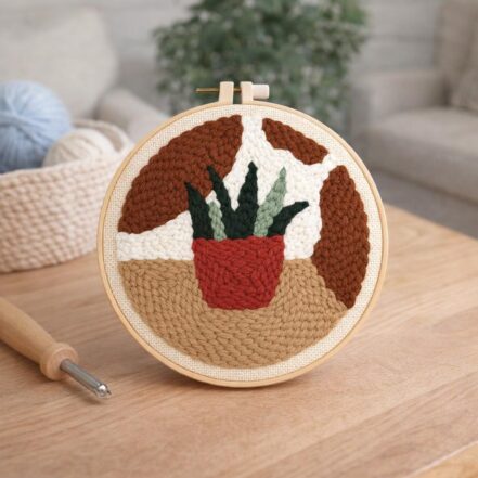 Punch Needle Plante en pot rouge