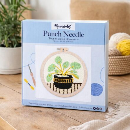 Punch Needle Plante et Pot noir