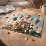 Puzzle en Bois Adulte - Château et Montgolfières
