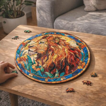 Puzzle en Bois Adulte - Lion Vitrail