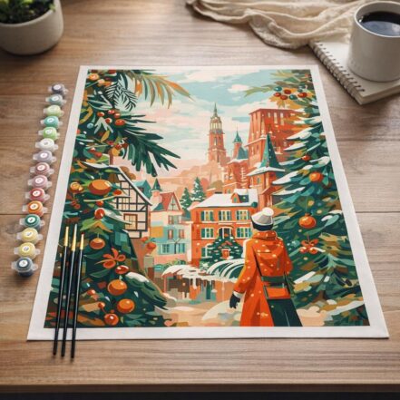 Scène de Marché de Noël - Toile roulée