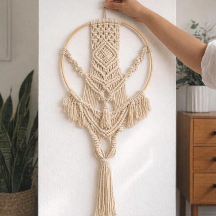 Kit macramé avec suspension cercle en bambou