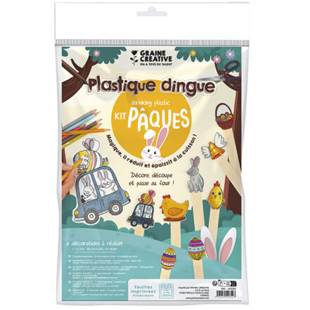 Kit plastique dingue Pâques 8 décos à colorier
