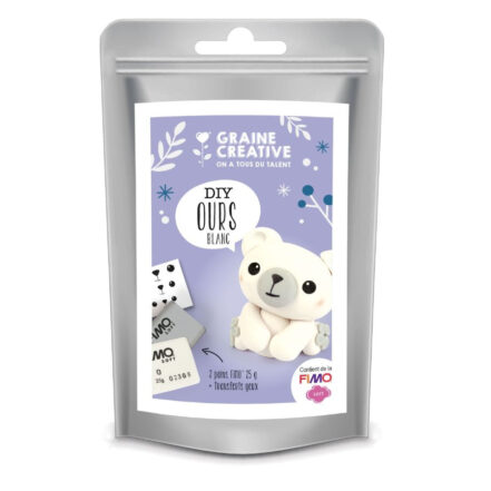 Mini kit Fimo ours blanc kawaii à modeler facilement