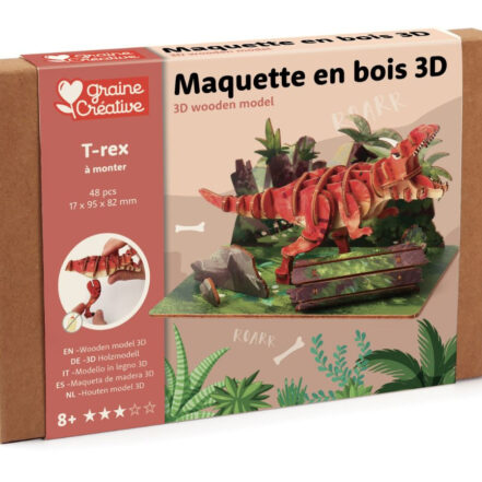 Maquette bois 3D T-Rex sans colle, facile à assembler