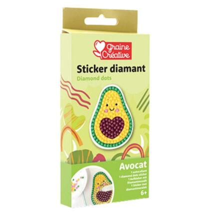 Kit DIY diamond painting avocat, sticker à strass facile