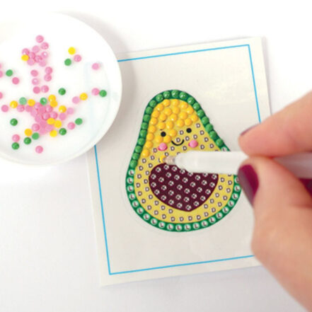 Kit DIY diamond painting avocat, sticker à strass facile