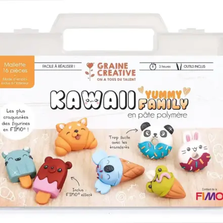 Kit Fimo Kawaii Yummy Family en mallette de rangement Kit Fimo Kawaii Yummy Family en mallette de rangement