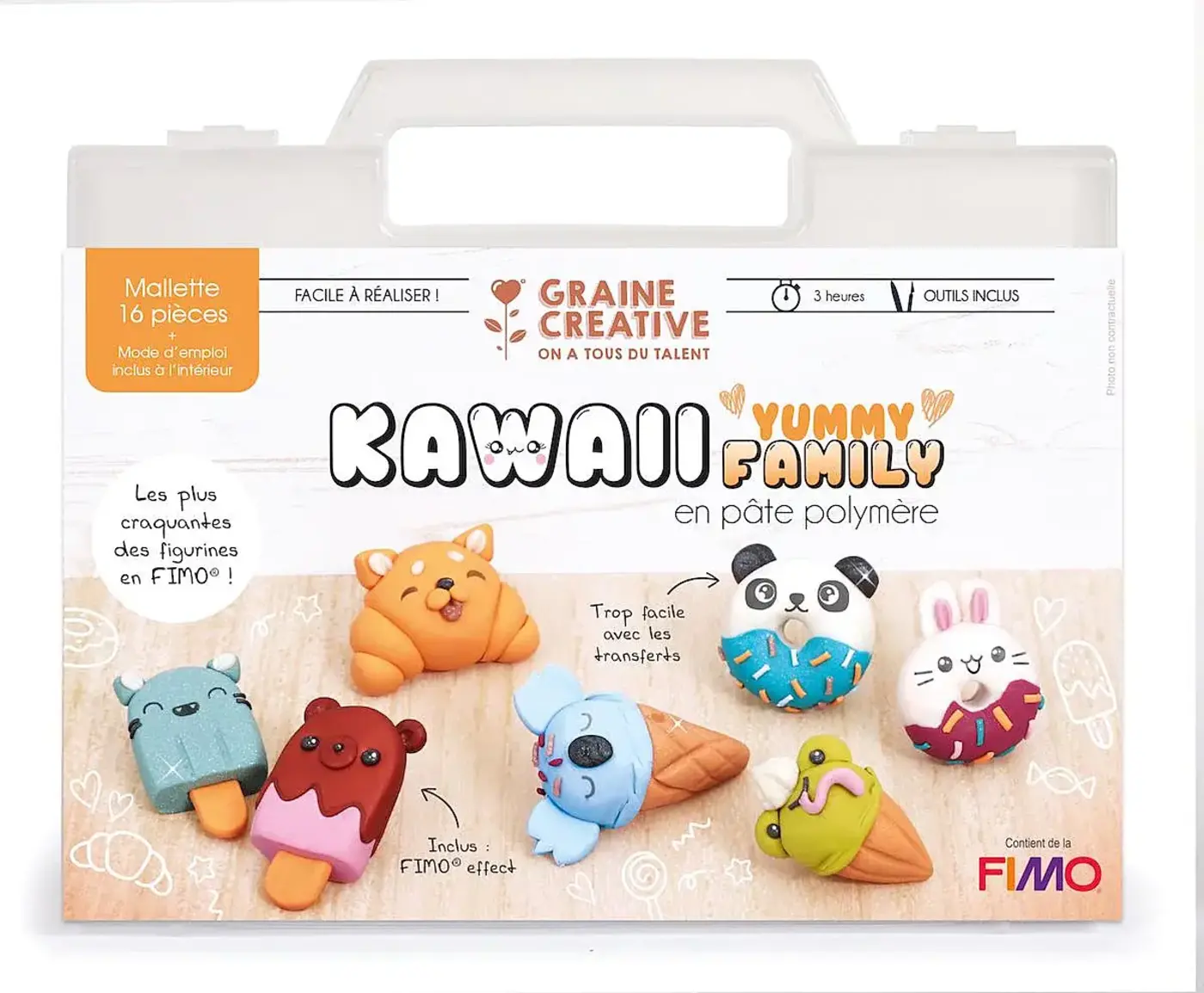 Kit Fimo Kawaii Yummy Family en mallette de rangement Kit Fimo Kawaii Yummy Family en mallette de rangement