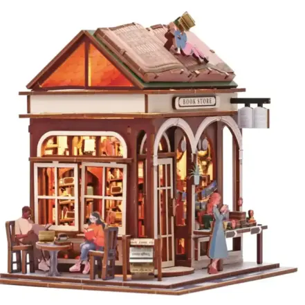 Maquette 3D bois Book Store, librairie miniature à monter Maquette 3D bois Book Store, librairie miniature à monter