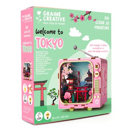 Maquette 3D bois TV Tokyo à monter avec LED