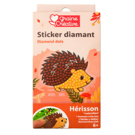 Kit diamond painting hérisson, sticker facile à créer