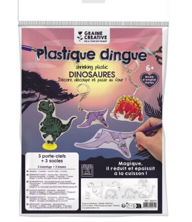 Kit plastique dingue dinosaures pour 3 porte-clés DIY