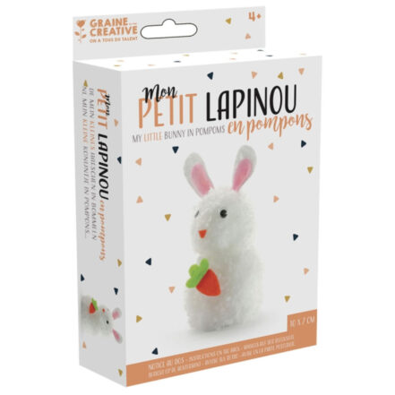 Kit pompon lapin à créer soi-même, facile dès 4 ans