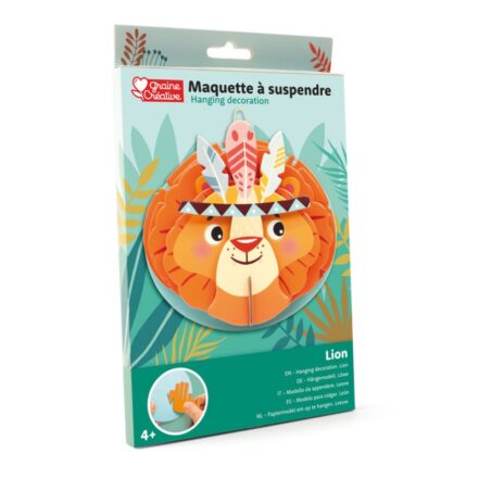 Kit maquette 3D lion en carton à suspendre, facile